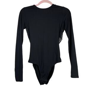 Black Lace Long Sleeve Bodysuit Small